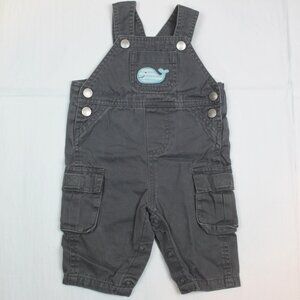 Carters Gray Green Cargo Overalls with Striped Whale